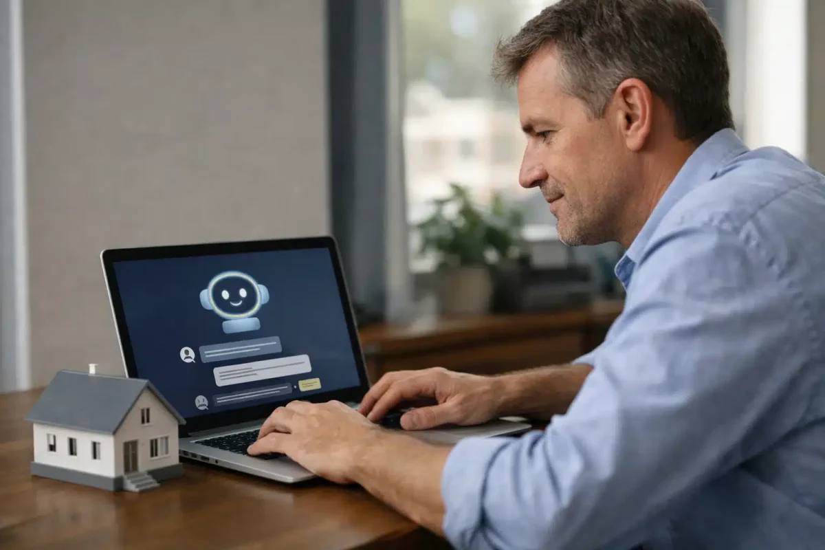 Agent immobilier utilisant ChatGPT intelligence artificielle pour optimiser son activité professionnelle